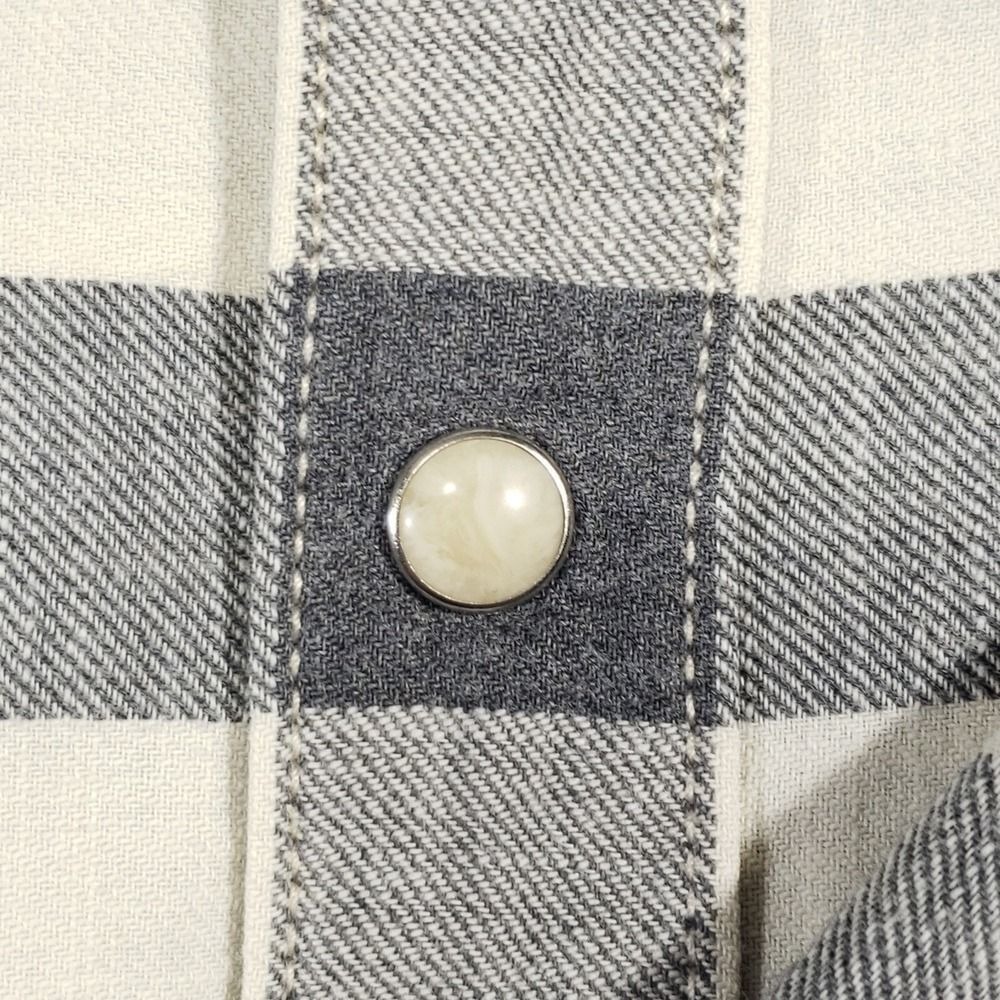 Lucky Brand Pearl Snap Shirt Mens Small Gray Plaid Western Twill Long Sleeve - Picture 3 of 8